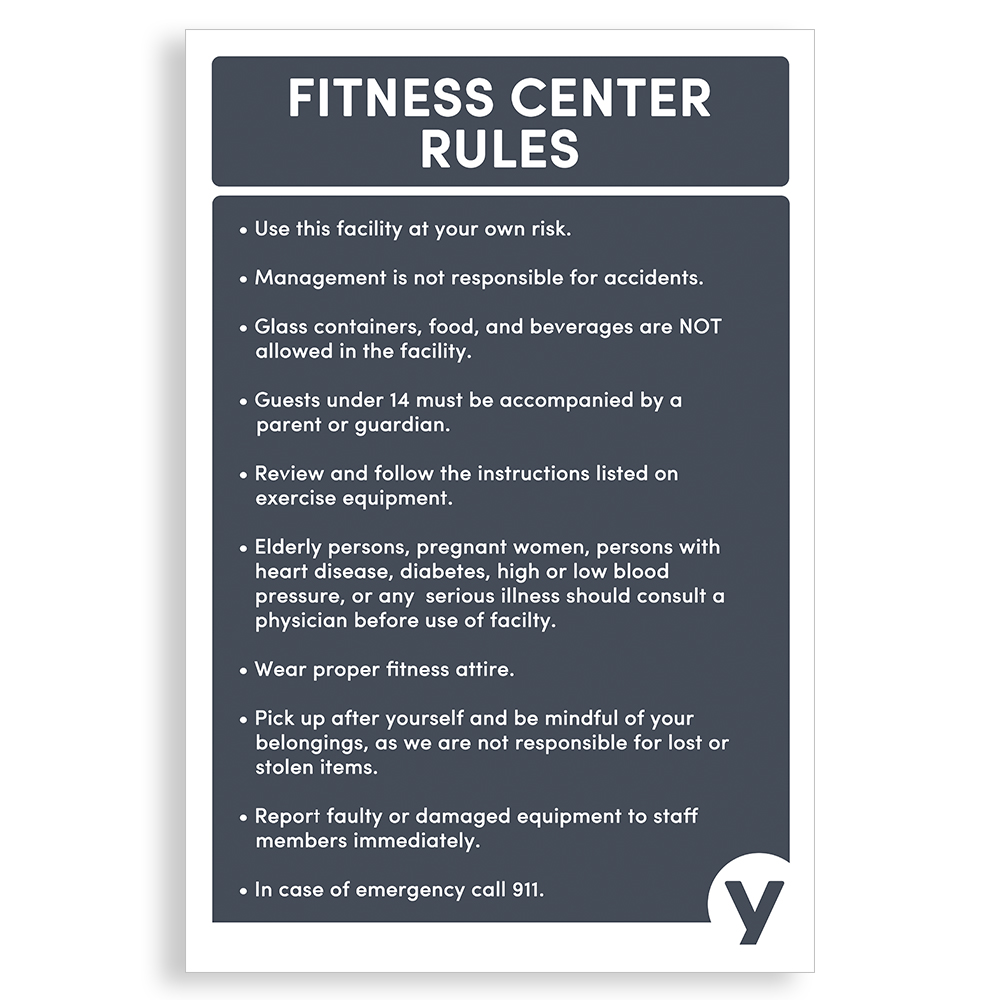 Fitness Center Rules Sign
