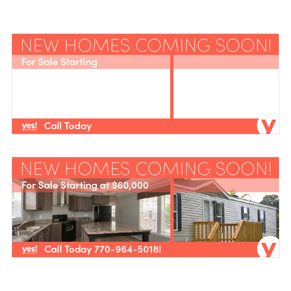 Custom Image New Homes Banner 3' x 8'