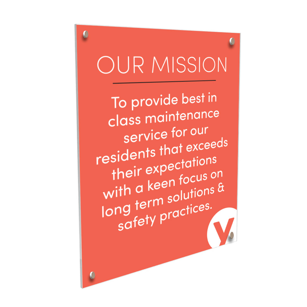 Acrylic Maintenance Mission Statement Board