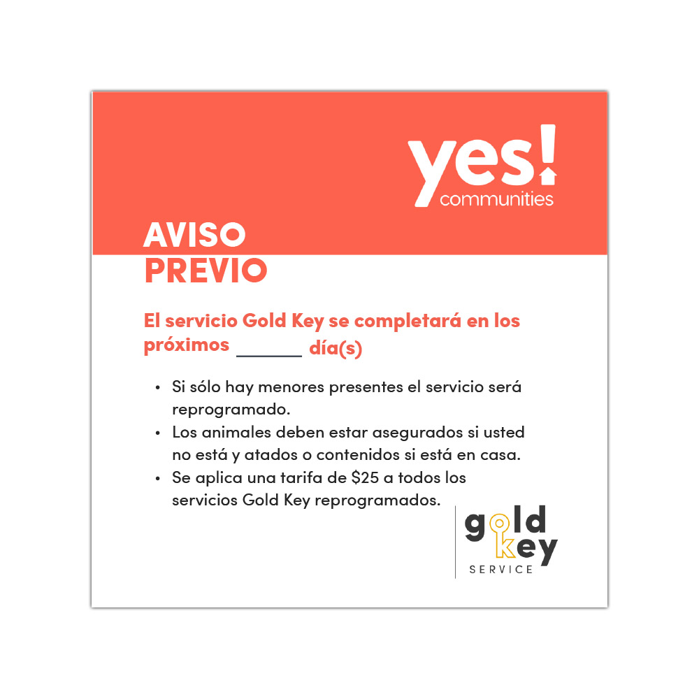 Spanish - Gold Key Service Sticky Note III - 25 Sheet Pad